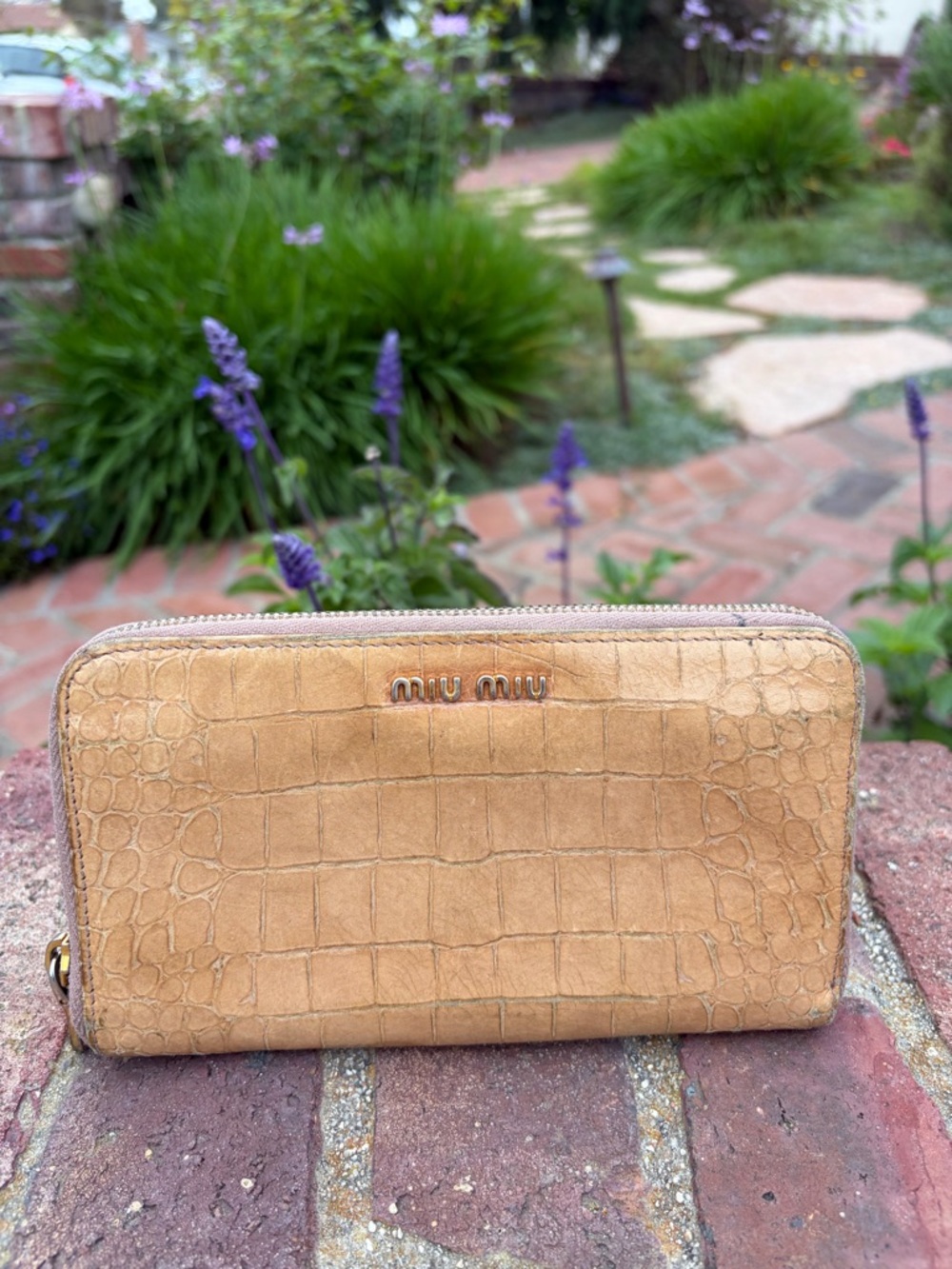 Miu Miu Leather Zip Around Long Wallet
